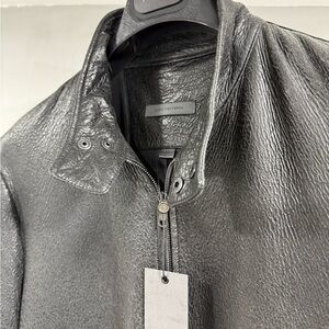John Varvatos Black crinkle Lambskin Leather Jacket